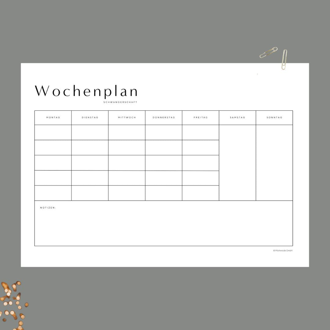 Wochenplaner für Schwangerschaft, Wochenbett und Familienleben