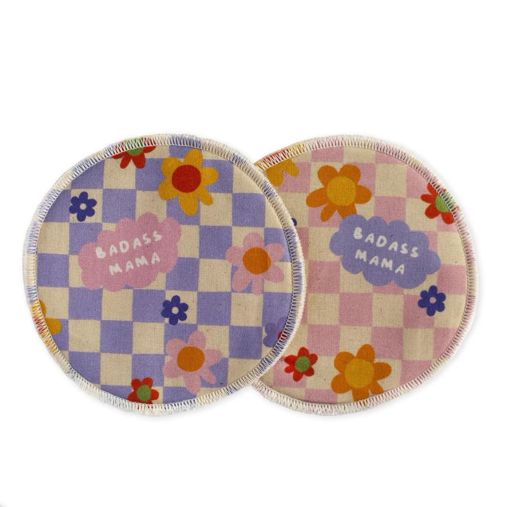 Waschbare Stilleinlagen aus Baumwolle - Flowerempower Dreierpack