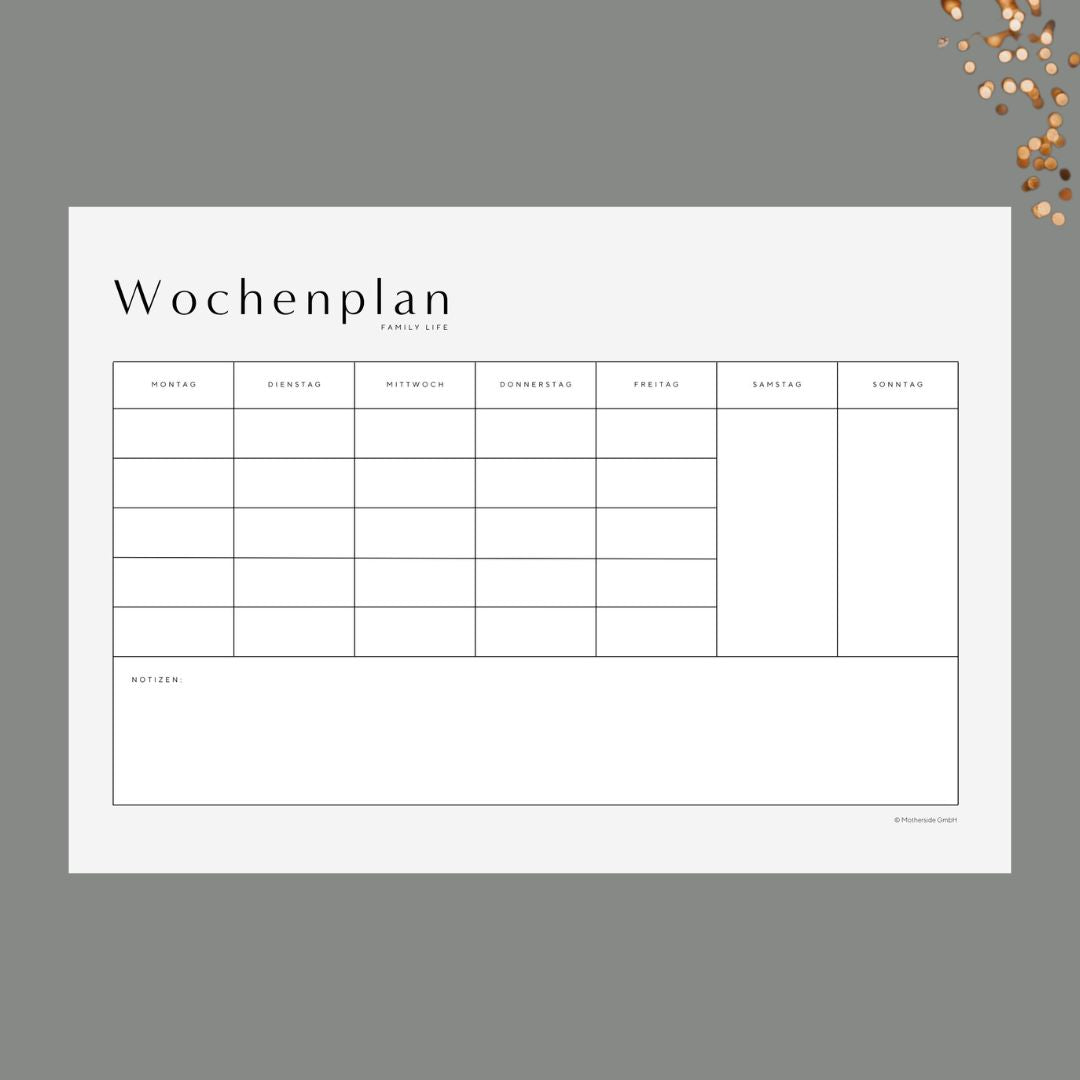 Wochenplaner für Schwangerschaft, Wochenbett und Familienleben