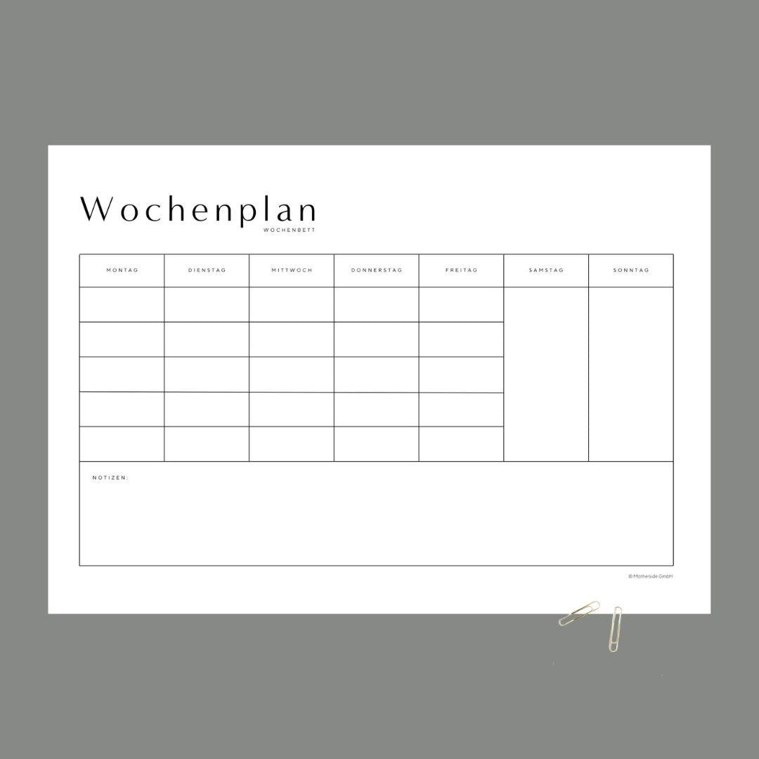Wochenplaner für Schwangerschaft, Wochenbett und Familienleben